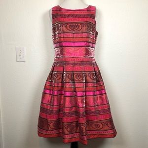 Leslie Fay pink black red shimmer dress size 4